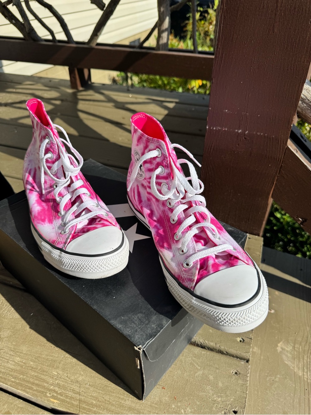 Converse Pink Tie-Dye High Top Sneakers - Picture 3 of 4